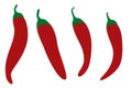 Set four Simple Flat Color Red Chili
