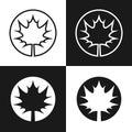 Set of four simple linear, and flooded with color maple Leaf icons.