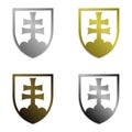 Set of four simply isolated metallic Slovak emblems