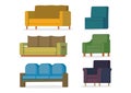 A set of four sofa/ couch with various style and colours