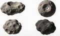 Planet-like spheres with realistic and abstract surface textures displayed as a set on white background. Royalty Free Stock Photo