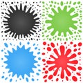 Set of four splashes with lots of small splashes on a white background