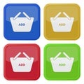 Four square color icons, shopping basket Royalty Free Stock Photo