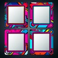 a set of four square frames with colorful abstract designs Royalty Free Stock Photo