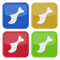 Set of four square icons with gnawed chicken leg Royalty Free Stock Photo