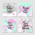 Set of four square posters hand lettering positive quote