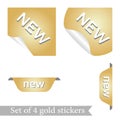 Set of four stickers. Gold stickers