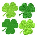 Set of four stylized clover leaves for design to saint patrics day