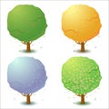 Set of four stylized trees in different seasons of the year. Game UI flat. Isolated on white background Royalty Free Stock Photo