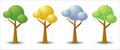 Set of four stylized trees in different seasons of the year. Game UI flat. Isolated on white background Royalty Free Stock Photo