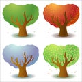 Set of four stylized trees in different seasons of the year. Game UI flat. Isolated on white background Royalty Free Stock Photo
