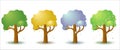 Set of four stylized trees in different seasons of the year. Game UI flat. Isolated on white background Royalty Free Stock Photo