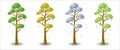 Set of four stylized trees in different seasons of the year. Game UI flat. Isolated on white background Royalty Free Stock Photo