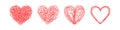 Set of four tangled grungy HEART scribbles Royalty Free Stock Photo