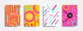 Set of four trendy memphis style covers with basic shape and dynamic design. Cool Colorful backgrounds, applicable for Covers,