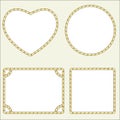 A set of four types of frames from a nautical rope, cord. Isolated vector illustration.