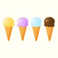 Set of four types of ice cream