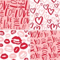 Set of four Valentine's day seamless patterns