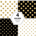 Set of four vector abstract bright background with golden polka dot.