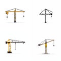 Set of four vector icons of a construction crane