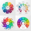 Set of four vector infographic templates. 9 options.