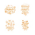 Set of four vector patterns Happy Children`s Day. Royalty Free Stock Photo