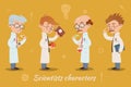 Set of four vector scientist characters