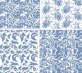 Set of four vector seamless floral patterns. Royalty Free Stock Photo