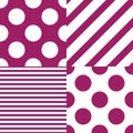 Set of four vector seamless patterns. White and purple colors Royalty Free Stock Photo