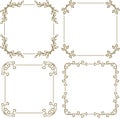 Set of four vintage frame with empty place for your text or other design and pair of bonus decorative borders, vector Royalty Free Stock Photo