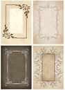 Set of four vintage frames with old background, vector antique frames collection Royalty Free Stock Photo