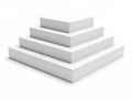A set of four white rectangular blocks stacked in descending order from left to right Royalty Free Stock Photo