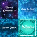 Winter backgrounds set. Winter frame with snowflakes. Christmas Greeting Card. New Year background with space for your Royalty Free Stock Photo