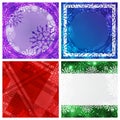 Set of four winter backgrounds. Winter frame with snowflakes. Christmas Greeting Card. New Year background with space Royalty Free Stock Photo