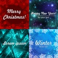 Winter backgrounds set. Winter frame with snowflakes. Christmas Greeting Card. New Year background with space for your Royalty Free Stock Photo