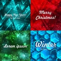 Winter backgrounds set. Winter frame with snowflakes. Christmas Greeting Card. New Year background with space for your Royalty Free Stock Photo