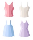 Set of four women tank top. Female summer clothes. Flat vector illustration isolated on white background Royalty Free Stock Photo