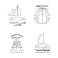 Set of four yacht club logos in thin line style
