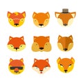 Set foxes. Vector muzzle different nature