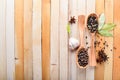 A set of fragrant spices. A mixture of black and red pepper, coriander, paprika. On Wooden background. Royalty Free Stock Photo