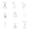 Set with frame chairs and armchairs isolated on white background. 3D. Isometric view. Vector illustration Royalty Free Stock Photo