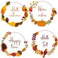 Set of isolated frames with autumn elements - vector illustration, eps