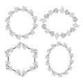 set of frames and with grape - vector ornaments