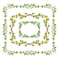 A set of frames with leaves and branches. A border for design.