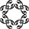 set of frames pattern flower element black and white drawing tattoo style wedding card back ground cover.