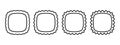Set of frames in squircle or square shapes with frilly edges. Vignettes for pictures, photos or mirrors with wiggly