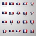 set of france flag buttons. Vector illustration decorative design Royalty Free Stock Photo