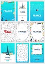 Set of France and Paris travel banners. With flat and doodle elements. Doodles background. Vector illustration. Royalty Free Stock Photo