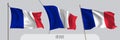 Set of France waving flag on isolated background vector illustration Royalty Free Stock Photo