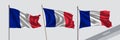 Set of France waving flag on isolated background vector illustration Royalty Free Stock Photo